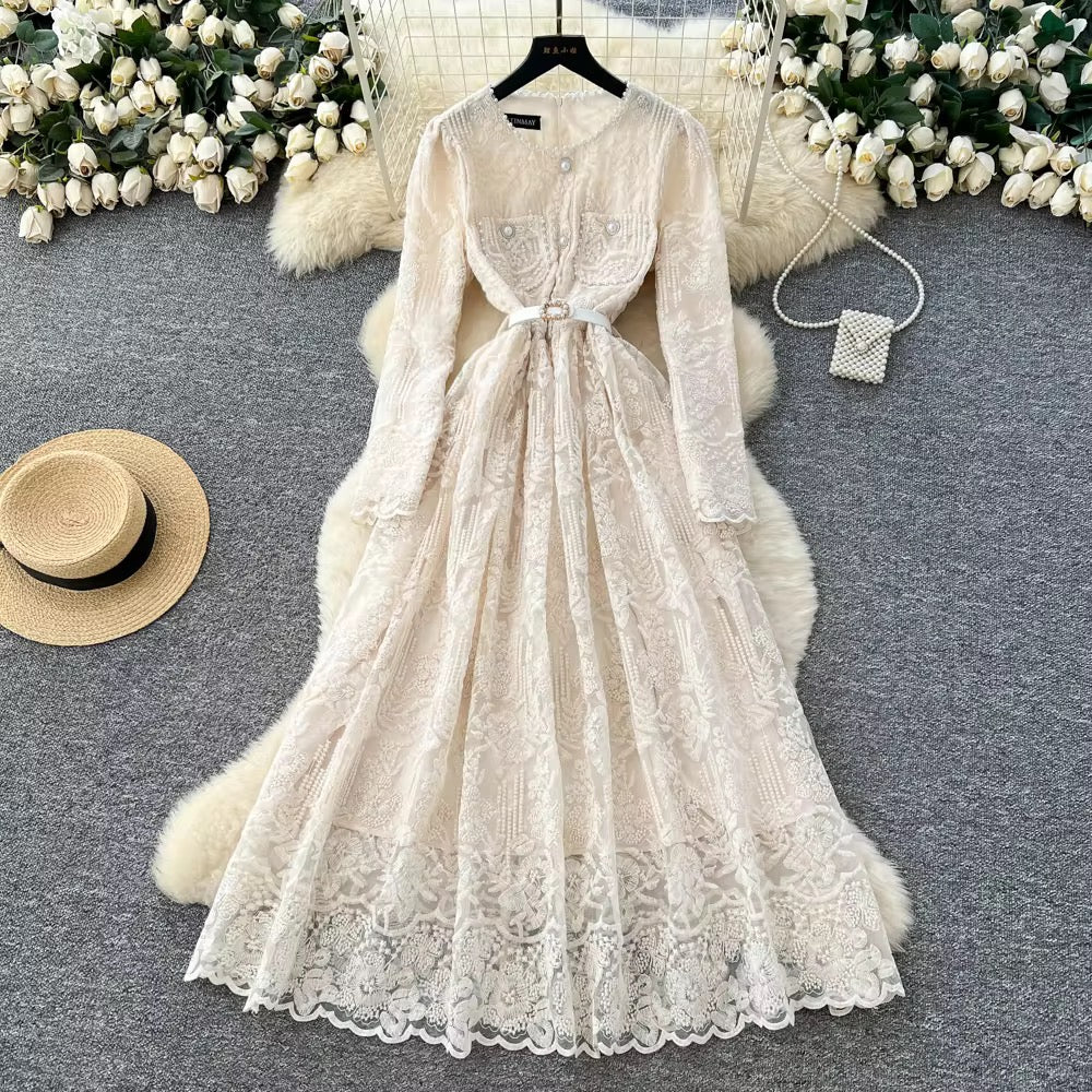 Embroidery Mesh Dress