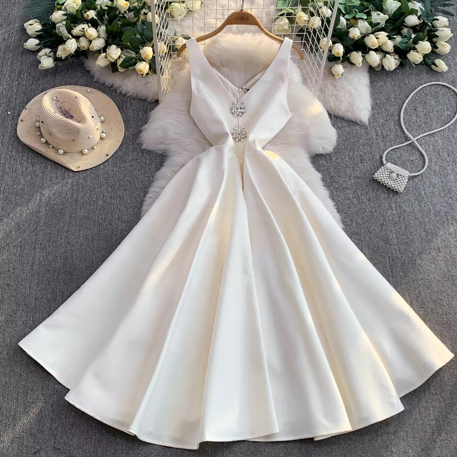 Diamond studded evening dress