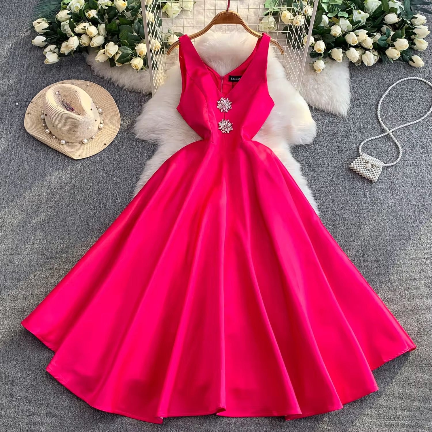 Diamond studded evening dress