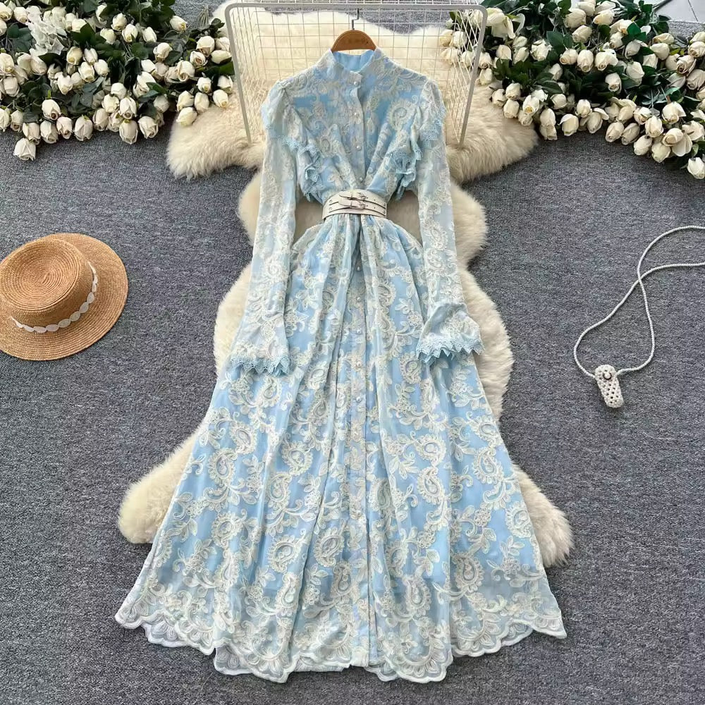 Flowy Gown Ruffle Dress