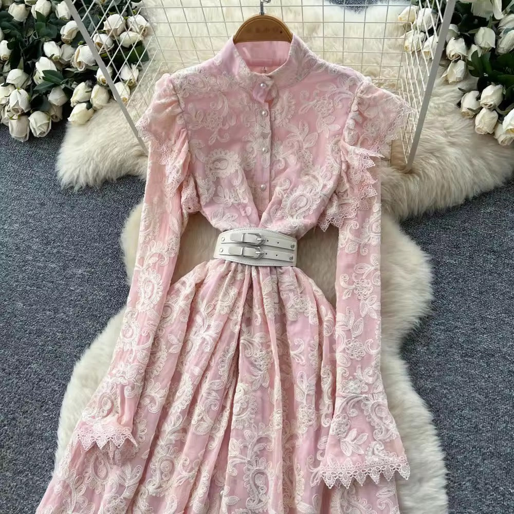 Flowy Gown Ruffle Dress